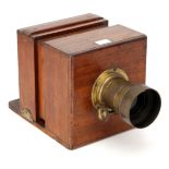 An Unmarked Wet Plate Sliding Box Mahogany Camera,