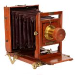 A Liverpool Photographic Supply Company Half Plate Mahogany Field Camera,