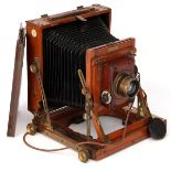 A Houghtons Victo Half Plate Mahogany Field Camera,