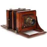 A Fine J. Billcliff Long Focus Half Plate Mahogany Tailbaord Camera,