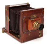 A Sands & Hunter Half Plate Mahogany Tailboard Camera,