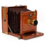 A Perken, Son & Rayment "Rayment's Patent" Half Plate Mahogany Field Camera,