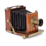 An Unmarked Quarter Plate Mahogany Field Camera,