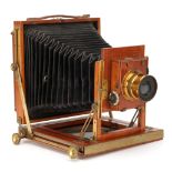 A Kemp & Co. KC No.3 Half Plate Mahogany Field Camera,