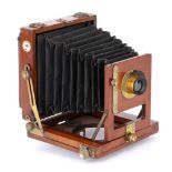 A Marlow Brothers MB No.1 Quarter Plate Mahogany Field Camera,