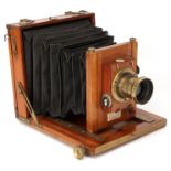 A John Piggott Half Plate Mahogany Field Camera,