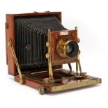 An E & T Underwood Convention Half Plate Mahogany Field Camera,