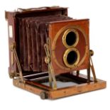 A Thornton-Pickard Patent 'Tourist' Half Plate Mahogany Camera,