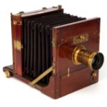 A Henry Crouch 'Cambridge' Half Plate Mahogany Tailboard Camera,