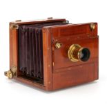 A W. Morley Portable Universal Half Plate Mahogany Tailboard Camera,
