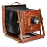 A Perken Son & Rayment Whole Plate Mahogany Studio Camera,