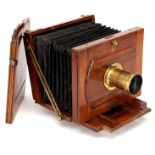 A Frederick J. Cox Whole Plate Mahogany Tailboard Camera,