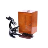 Large Baker Binocular Black & Chrome Microscope,