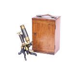 Brass & Oxidised Monocular Microscope,