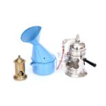 A Lister Type Carbolic Acid Spray, Brass Room Infuser & Enamel Inhaler,