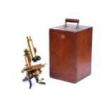 Brass & Oxidised Monocular Microscope,