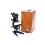 Large Watson Binocular Black & Chrome Microscope,