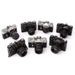 A Selection of Various Zenit SLR Cameras,
