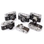 Six Russian Rangefinder Cameras,