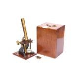 A Victorian Society of Arts type Microscope, Small Brass Microscope & Telescope,