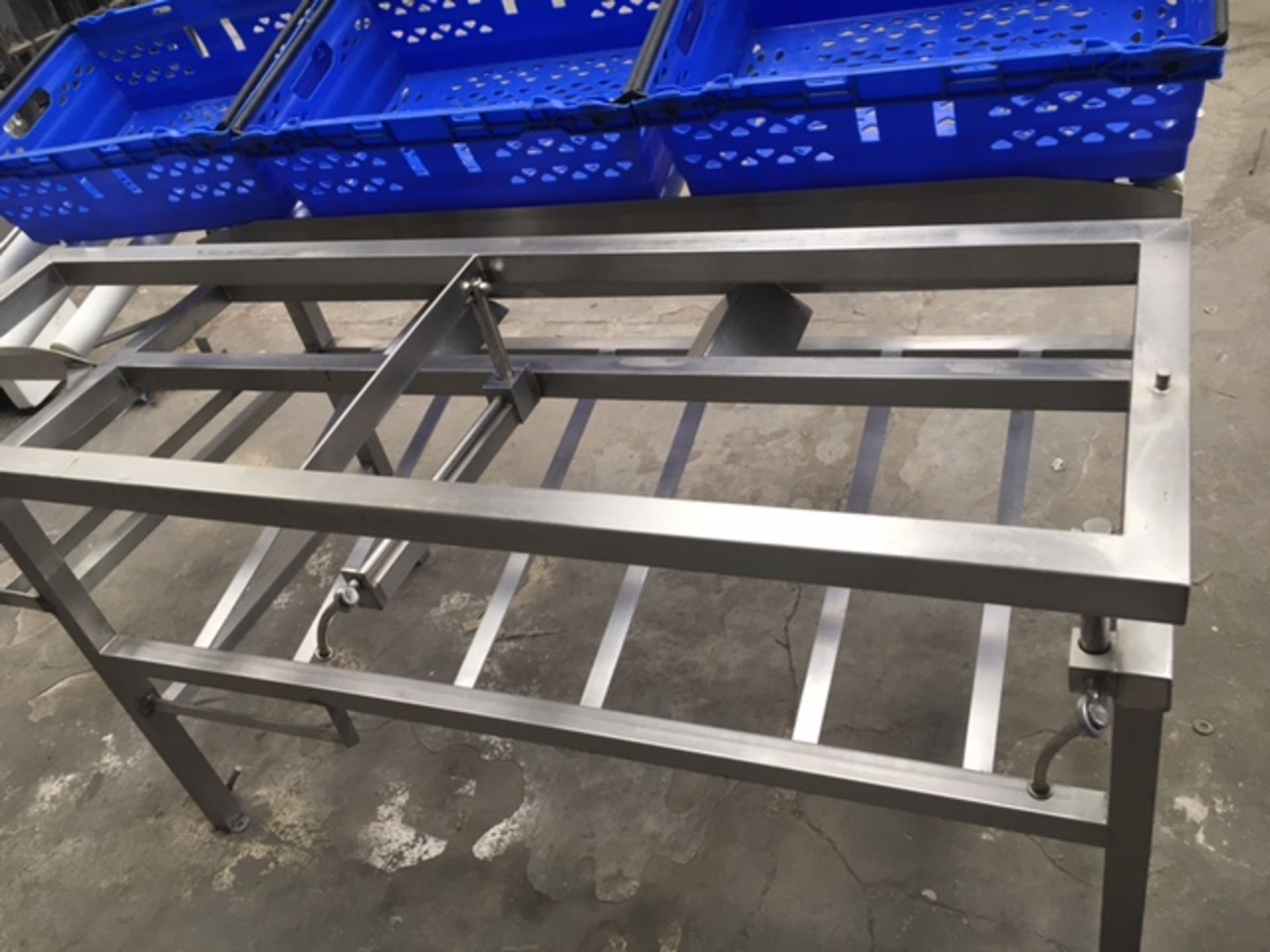 2 x Pick Place tables with roller conveyor Foot print 1mx 1.9m. roller conveyor 300mm x 1.9m