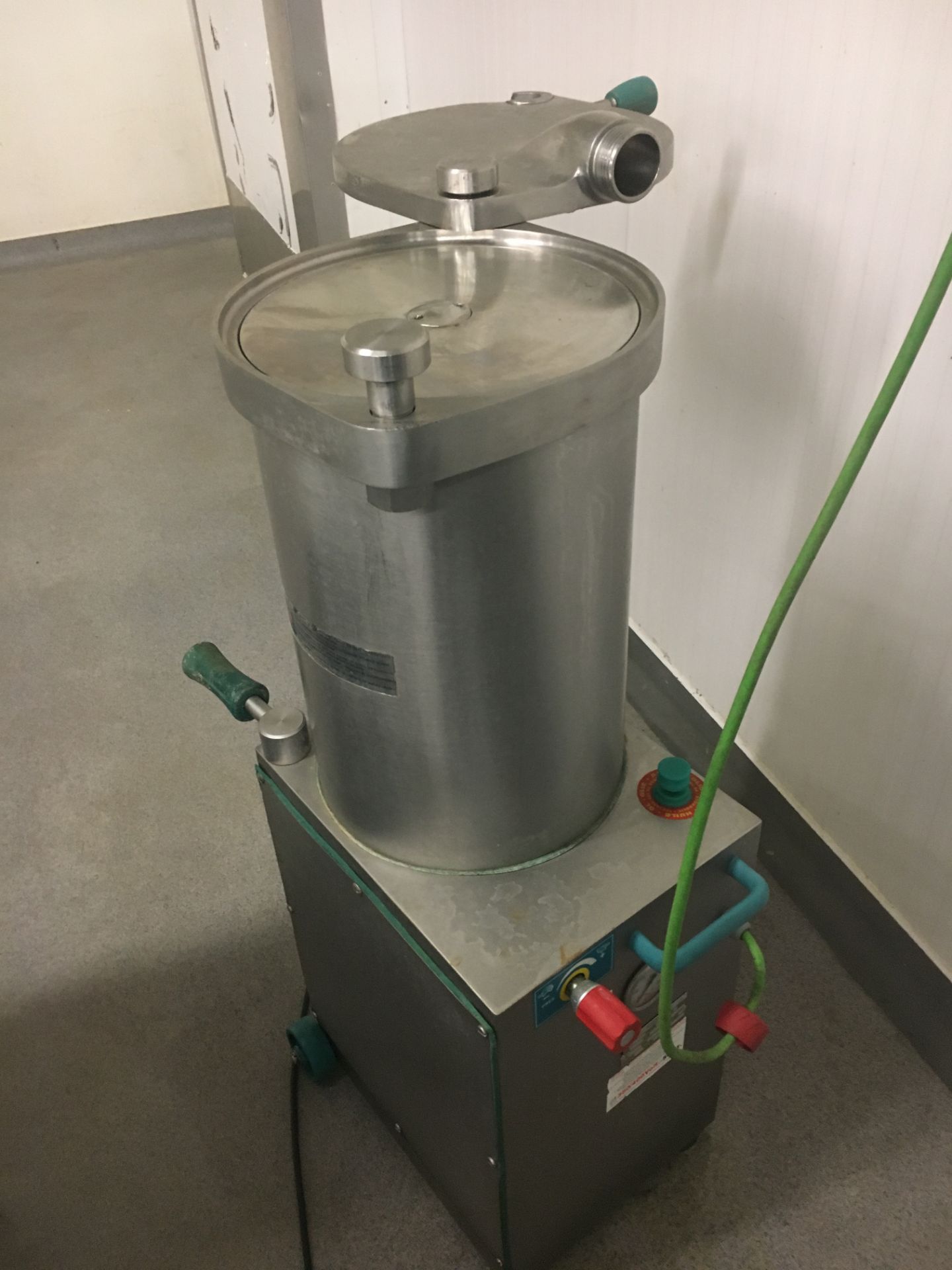 Talsa sausage piston filler. knee operated. 60 litre capacity. Straight filler. Totally S/s