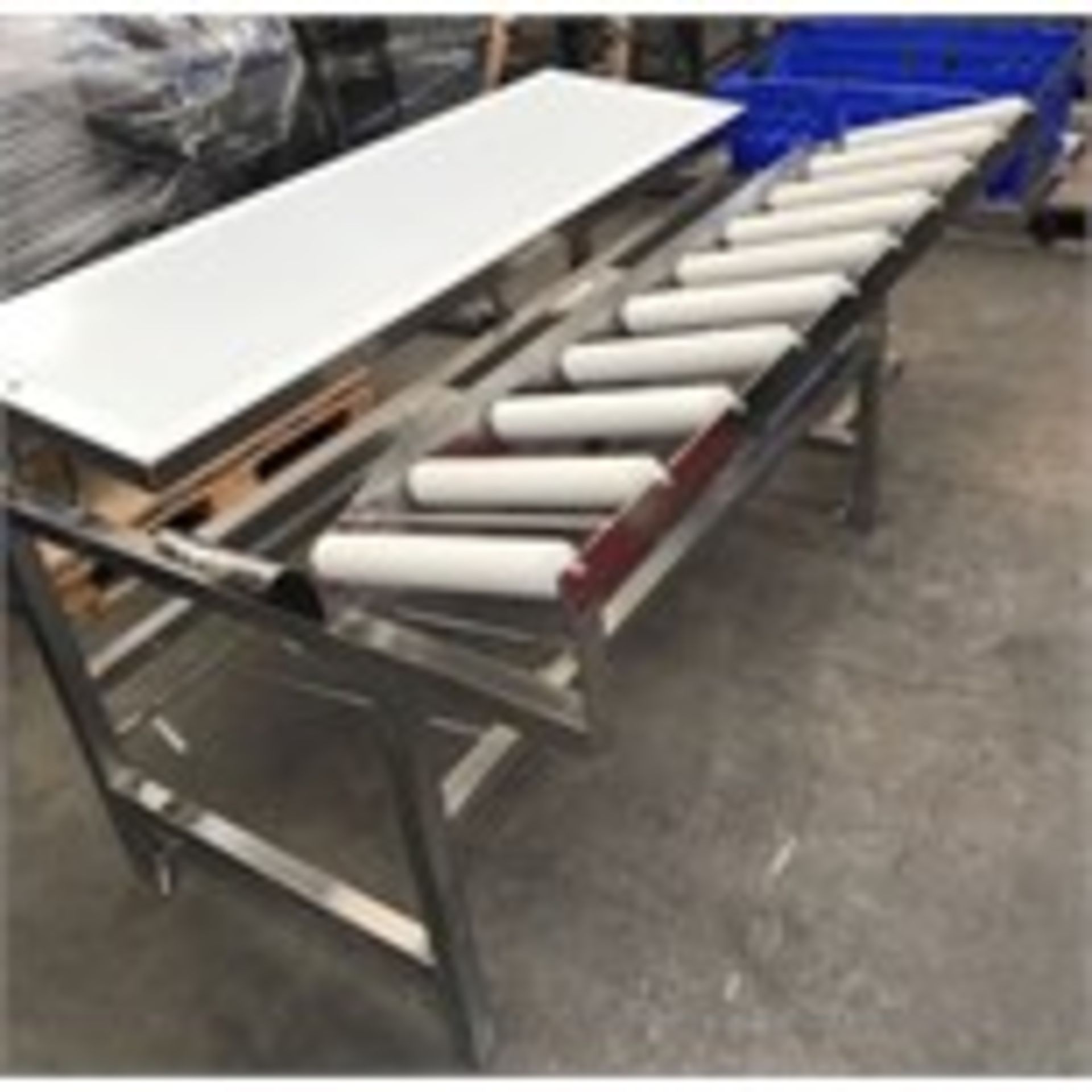 Packing Table. 1.5 metres long x 1 metre wide x 900mm high. With roller conveyor and basket.Lo£5 - Image 2 of 3