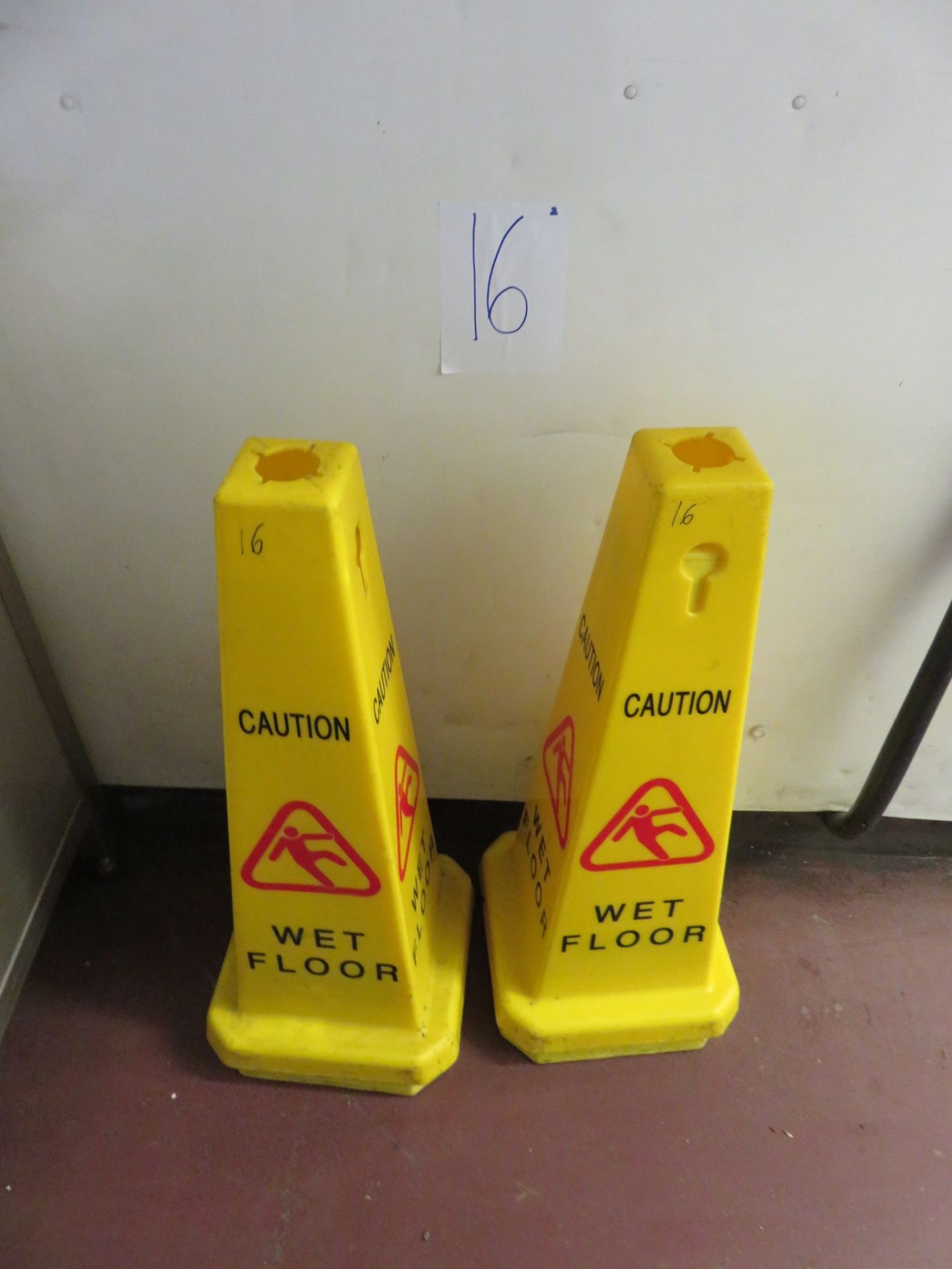 Yellow floor Cones - Caution Wet Floor. Lift Out £1