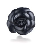 Chanel Black Patent Leather Flower Pin