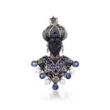 Nardi Sapphire and Pearl "Moretto" Blackamoor Brooch