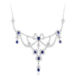 A Diamond and Sapphire Garland Necklace