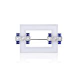 An Art Deco Crystal, Diamond, and Sapphire Brooch