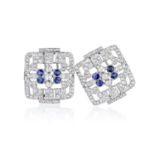 Chaumet Art Deco Diamond and Sapphire Double Clips