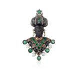 Nardi Emerald and Pearl "Moretto" Blackamoor Brooch