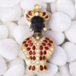 A Very Fine Nardi Ruby and Diamond "Moretto" Blackamoor Brooch