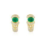 A Pair of Emerald and Diamond Earrings