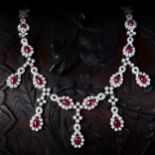 An Art Deco Star Ruby and Diamond Necklace, with GIA Report