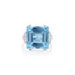 An Art Deco Aquamarine and Diamond Ring