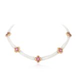 Van Cleef & Arpels Jean Viteau Pink Sapphire and Pearl Necklace