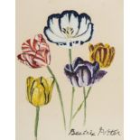 Potter (Beatrix, attributed to) A group of striped tulips, watercolour and body colour, [c.1900]