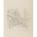 Potter (Beatrix) A pencil drawing of a Victorian street scene, [c.1900].