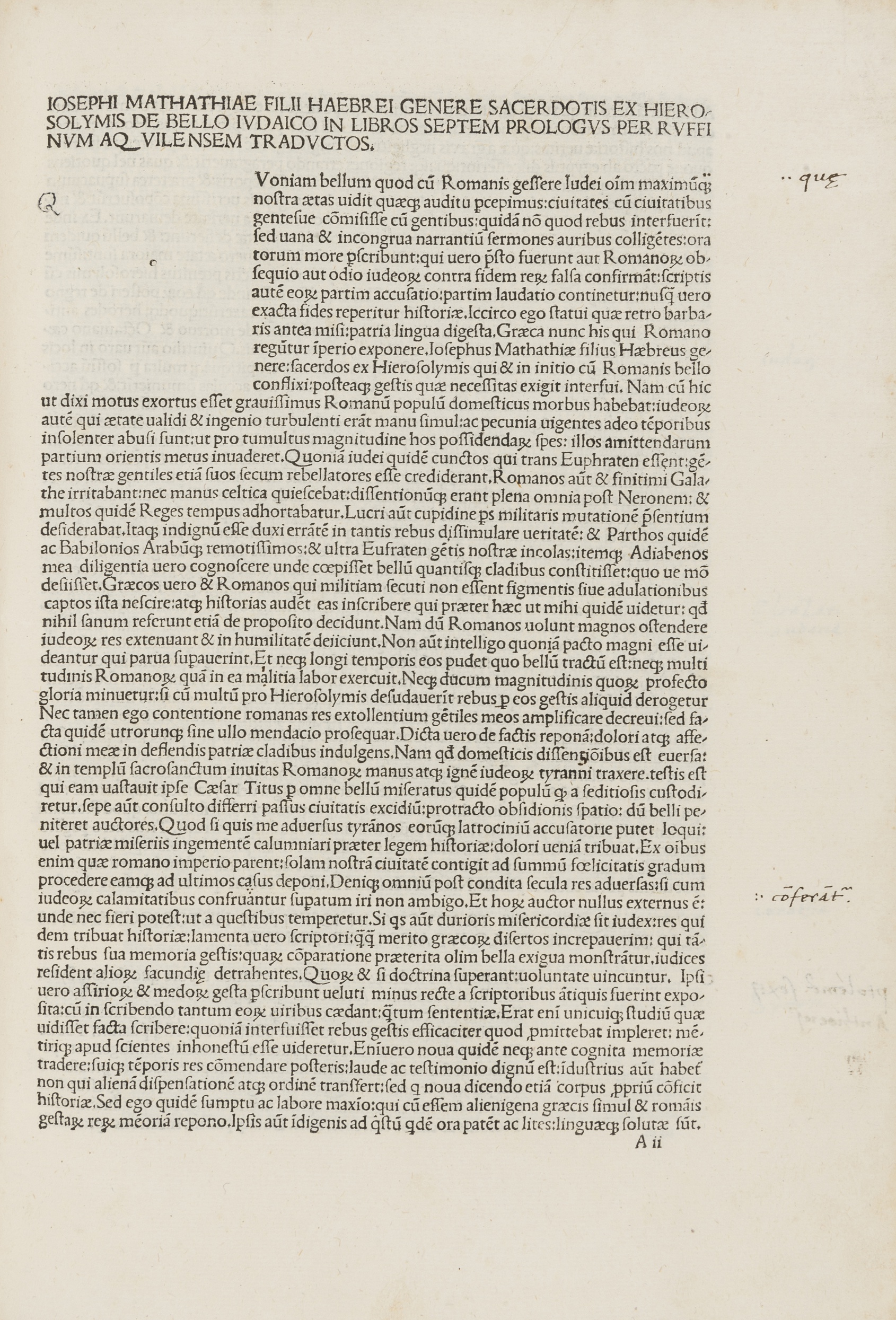 Josephus (Flavius) [Opera], the second Venice edition and sixth overall, Venice, Johannes Rubeus …