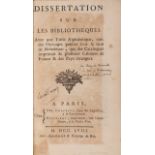 Durey de Noinville (Jacques Bernard) Dissertation sur les Bibliotheques, 1758; Table Alphabetique …