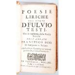 Testi Fulvio. Poesie liriche. In Venezia: presso li eredi Zatta, 1720.