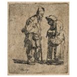 Rembrandt van Rijn (1606-1669) Beggar man and beggar woman conversing, circa 1630.