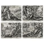 Attributed to Adriaen Collaert (1560-1618) The Four Seasons, the set of four, after Marten de Vos …