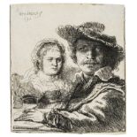 Rembrandt van Rijn (1606-1669) Self Portrait with Saskia, etching, 1636.
