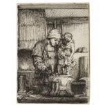 Rembrandt van Rijn (1606-1669) The Goldsmith, etching and drypoint, 1655.