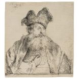 Rembrandt van Rijn (1606-1669) Old Man with Divided Fur Cap, etching, 1640.