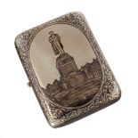 A Russian silver niello oblong cigarette case